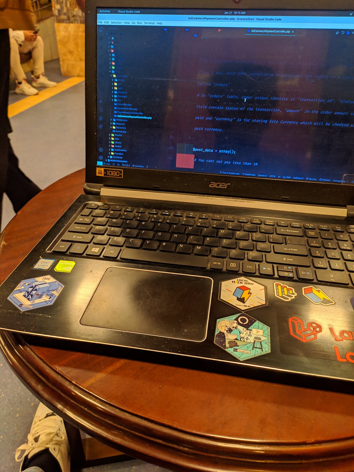 A laptop showing a kanban board on an office desk.
